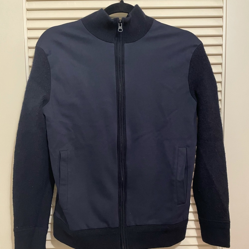 Navy Club Monaco Wool Zip Up